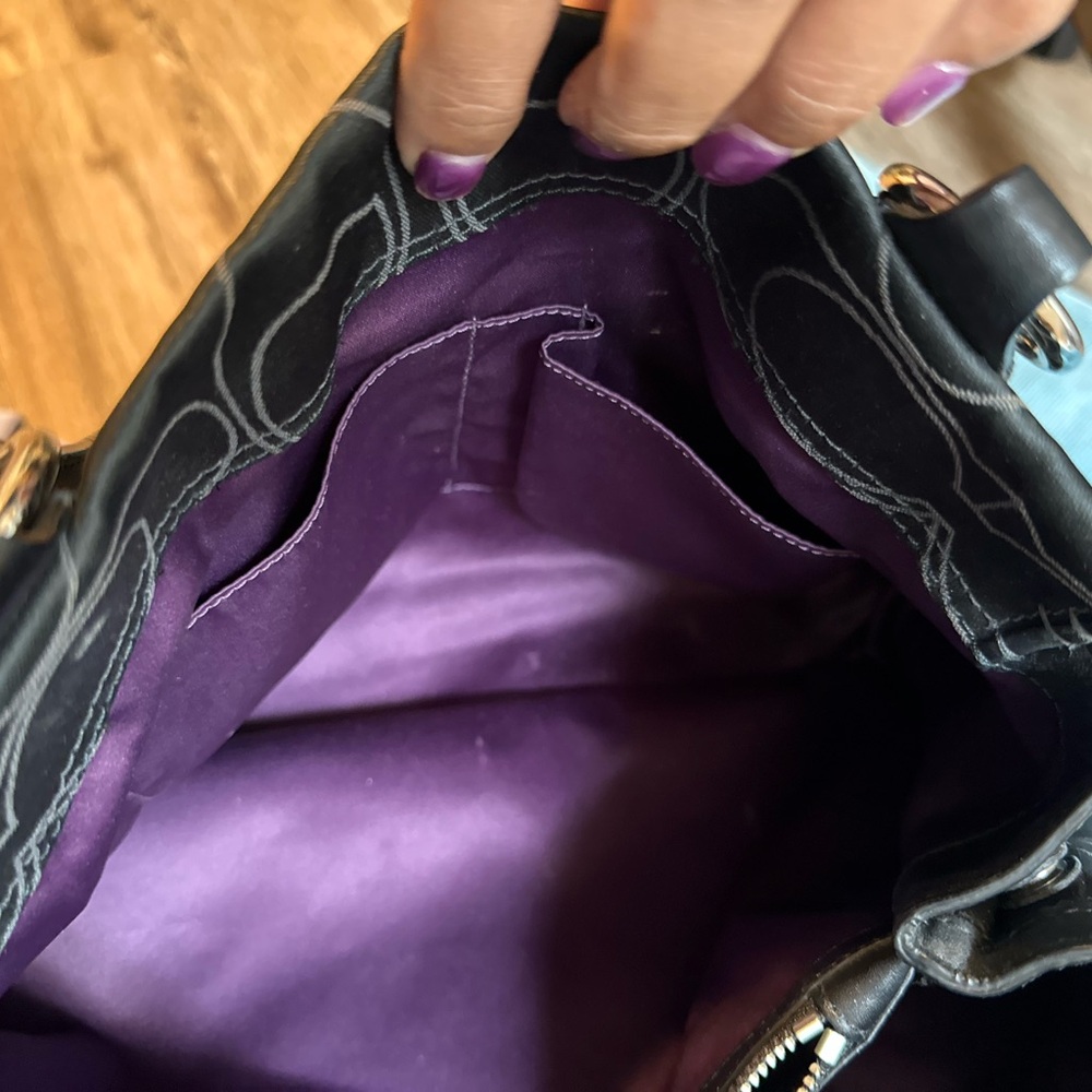 Coach Y2K 15402 Mia Black Signature Satin Shoulder Bag with Silver Accents - Picture 13 of 16